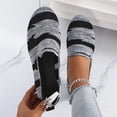 thumbnail image 2 of Wensltd Women Solid Color Stripe Knit Flat Shoes Breathable Lightweight Comfy Walking Shoes for Casual Daily Wear, 2 of 9