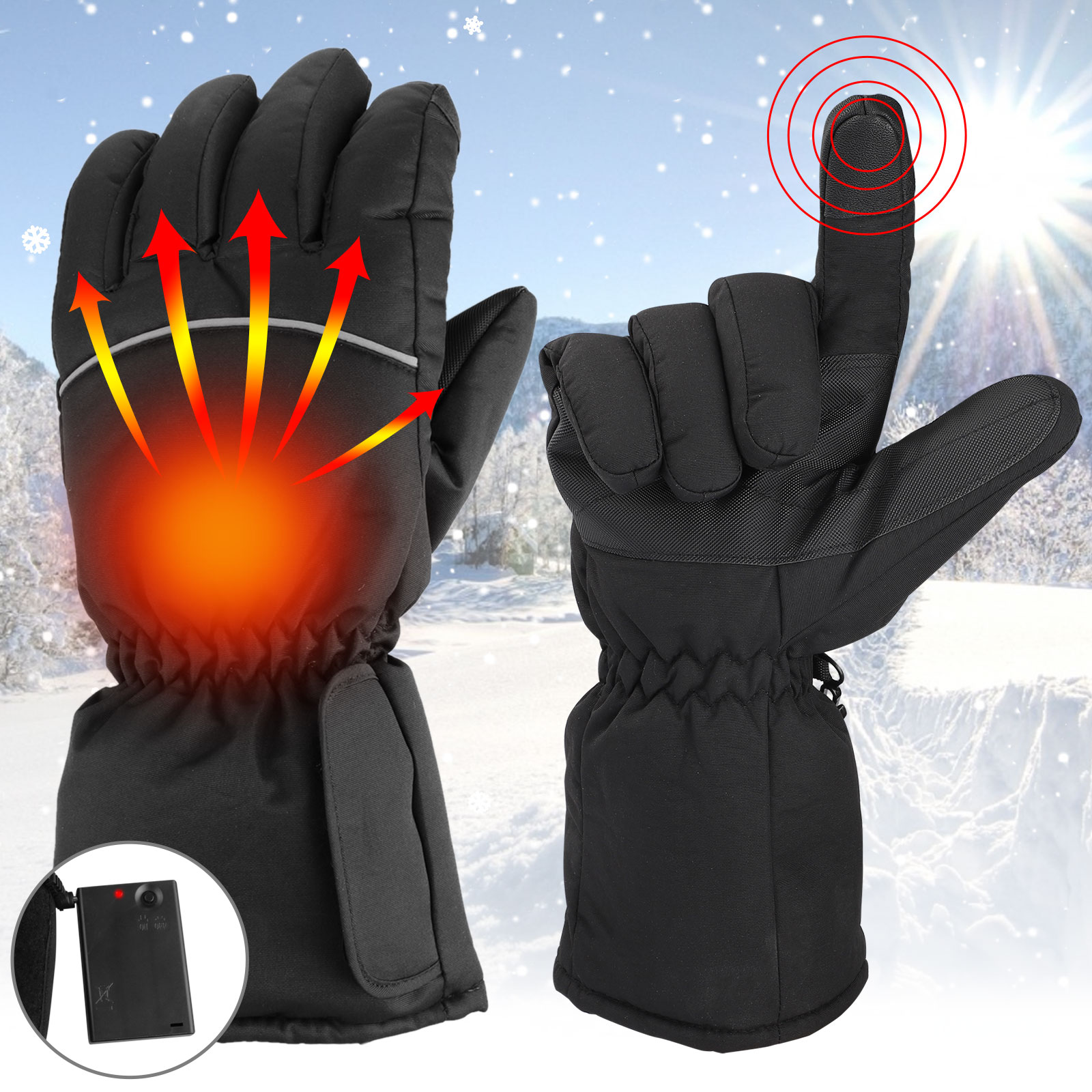 Lixada Battery Heated Gloves Electric Operated Thermal Gloves Hand Warmer Gloves for Men Women Rechargeable Heated Gloves for Climbing Fishing Ski Hiking Cycling Motorcycle,Black