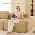 thumbnail image 4 of 82" Modular Sectional Sofa, Corduroy Fabric Square Couch with Deep Seats, Tufted Design, Pearl-Like Piping, No Assembly Required, Anti-Slip Base, for Living Room, Camel, 4 of 15