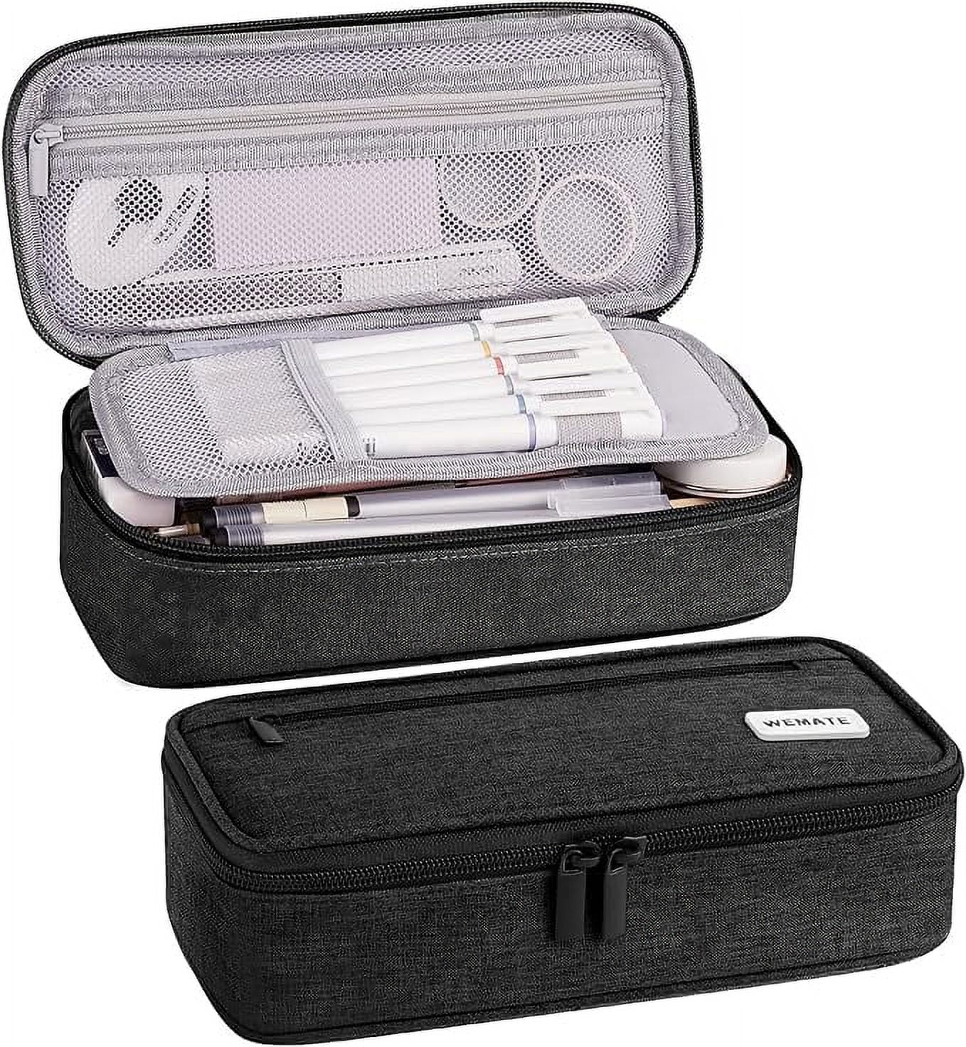 WEMATE Large Capacity Canvas Pencil Case, Black