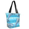 thumbnail image 2 of Fotbe Dolphin Pattern Beach Tote,Shoulder Handbag,Spacious Tote Bag,Lightweight Travel Bag,Versatile Shopping Bag, 2 of 9