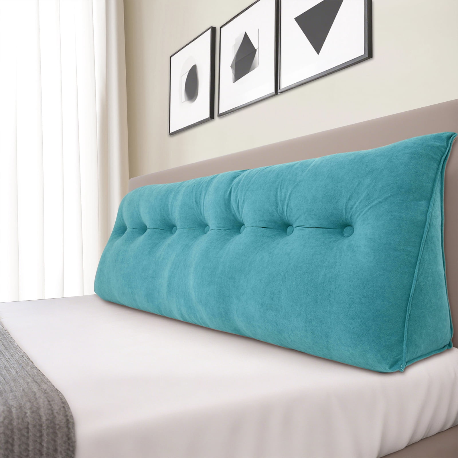 Wedge Headboard Pillow & Bed Rest Pillow - Queen Size, Deep Blue, Removable Cover, 30°/60° Angle For Reading & Back Support