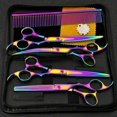 thumbnail image 1 of 7 pouces Set de ciseaux de toilettage professionnels pour animaux de compagnie Kit droit, courbé, éclaircissant et cisaillement en acier pour chien,chat et animaux compagnie ,Couleur Kuyhfg Bienvenido a Kuyhfg, 1 of 1