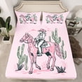 thumbnail image 2 of jejeloiu Vintage Cowgirl Hats Bed Sheets,Green Cartoon Cactus King Sheets For Girls 4 Pieces, 2 of 7