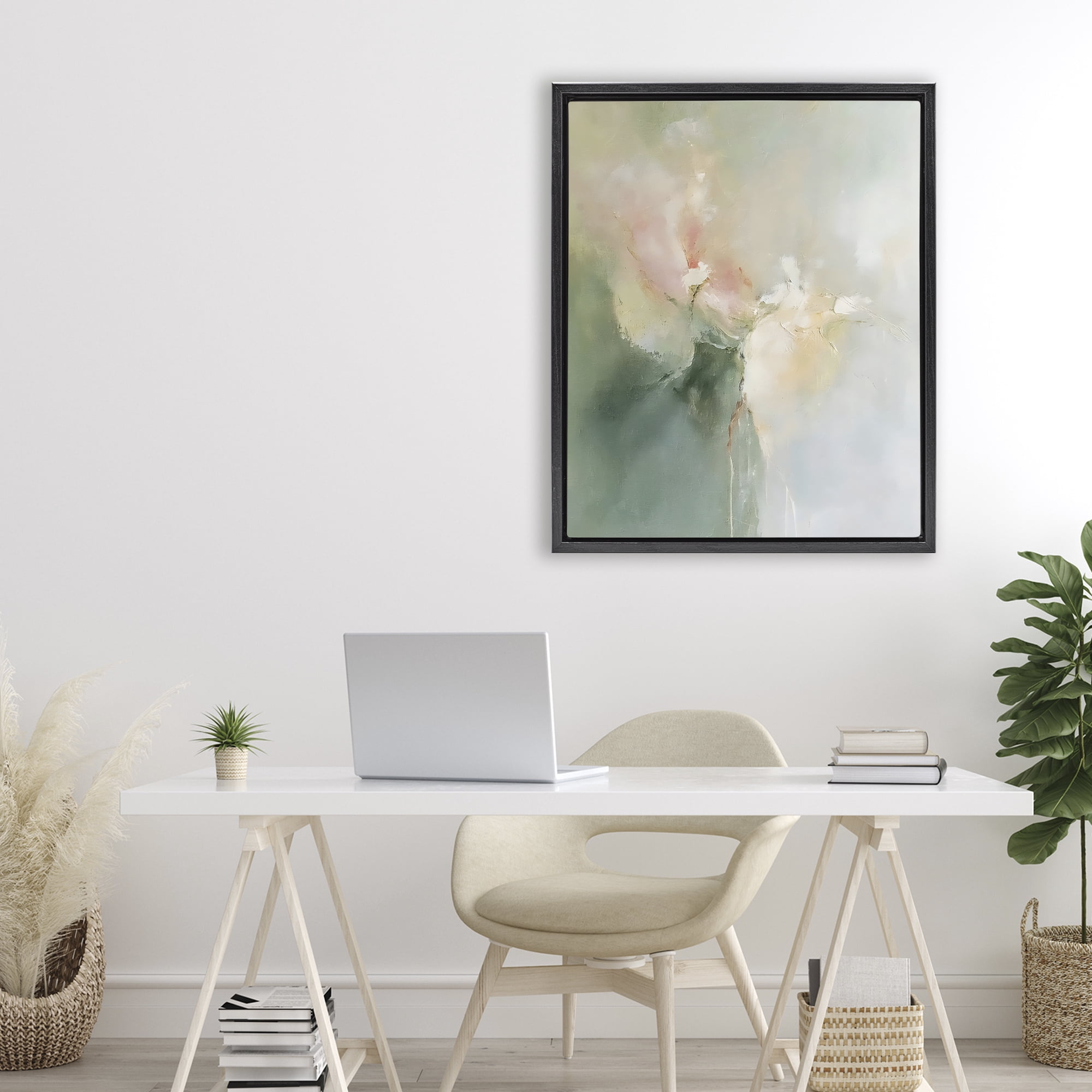 Stupell Industries Ethereal Brushwork Abstraction Black Framed Floater Canvas Wall Art, design by Riley B