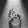 thumbnail image 4 of Hyasfey Ladies Ring Geometric Electroplating Hollowed Pattern Bright Luster Smooth Surface Dress Up Jewelry Witch Knot Stainless Steel Ring for Daily Wear, 4 of 8