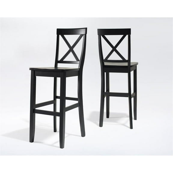 HomeStock Modern Minimalism X-Back Bar Stool (Set of 2), 30-inch Seat Height, Black Finish, 21.25"D x 18.25"W x 46.75"H, Ideal for Dining Tables and Bar/Pub Tables