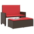thumbnail image 2 of vidaXL Patio Bench with Cushions and Footstool Poly Rattan Brown/Gray/Black, 2 of 25