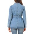 thumbnail image 3 of INSPIRE CHIC Women's Jean Jackets Long Sleeves Tie Waist Button Down Casual Denim Jacket 2XL Blue, 3 of 8