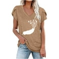 thumbnail image 1 of EQWLJWE Hauts à Col en V pour Femmes Mode T-shirt Décontracté à Manches Courtes Imprimé d'Été pour Femmes 2023, 1 of 4