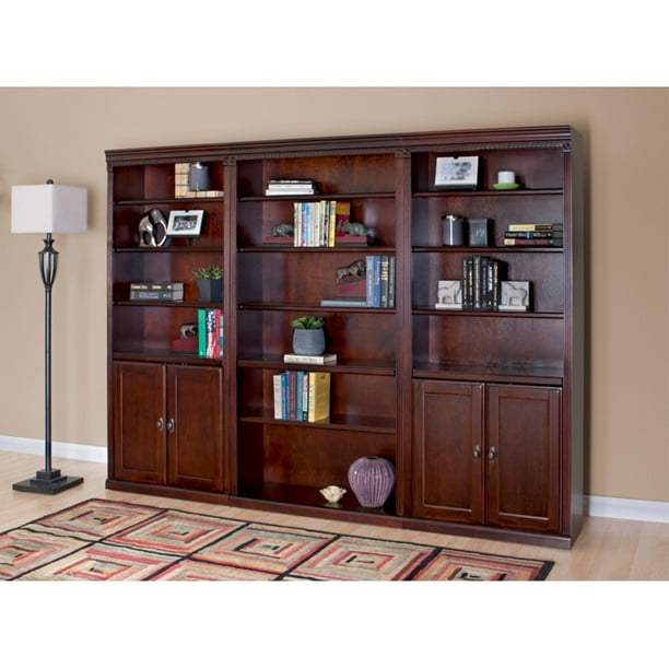 Martin Furniture Huntington Club Wood Wall Bookcase with Doors - Cherry ...