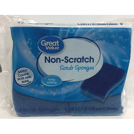Great Value Non-Scratch Sponge, 4-Pack
