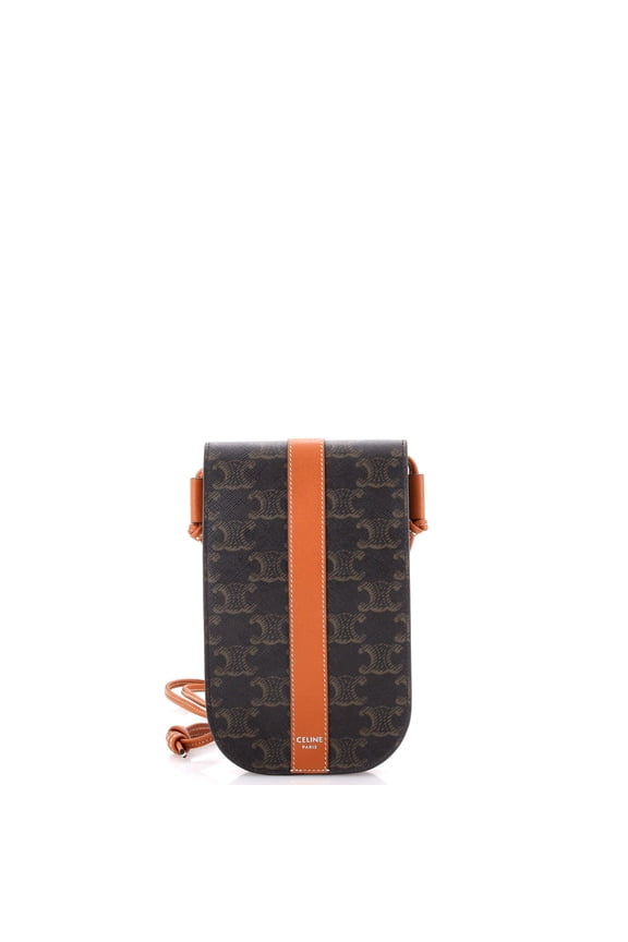 Pre-Owned Phone Pouch Crossbody Triomphe Coated Canvas with Leather By Rebag