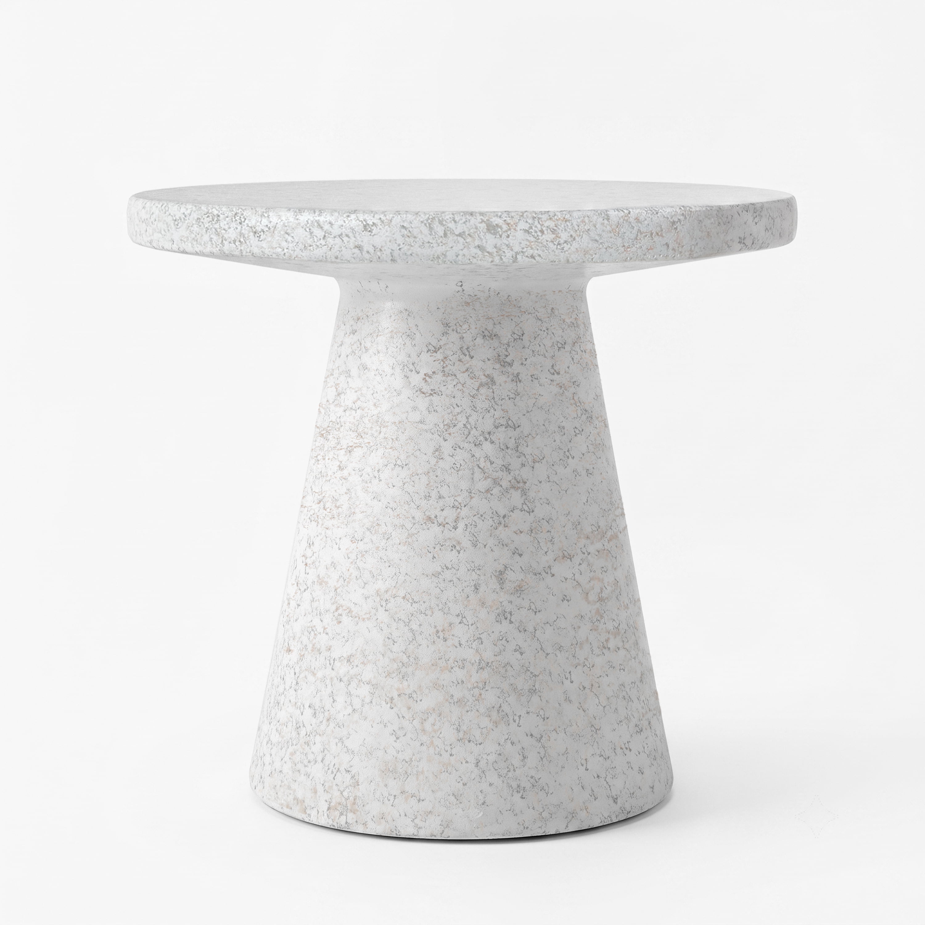 Round MGO Side Table – Durable Construction, Tapered Base, Cloud Ceramic White