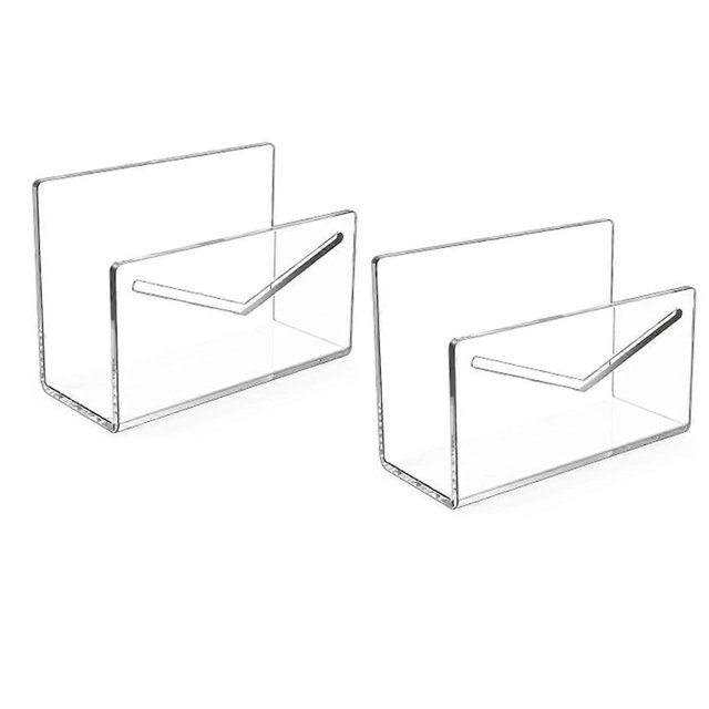 Clear Mail Organizer 2Pcs Acrylic Vertical File and Letter Holder for Desk Light-Weight Envelope and Bill Sorter
