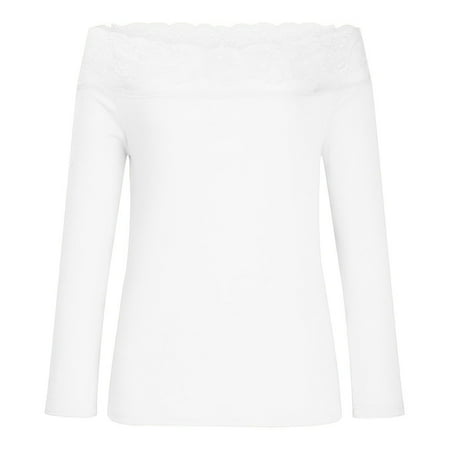 

Bospose Long Sleeve Shirt Women Corset Shirt Lace Top White Dress Shirt For Women Stitch Sweatshirt Women S Fashion Solid Color Shoulder ing Slim Blouse Lady Solid Color One Shoulder ing Fit Top Xl