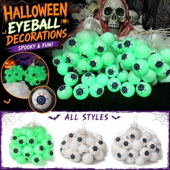 FufuCrick Eyeball Props, Glowing Eyeball Props 1.5 Inch Plastic Pack for Halloween Decor, Spooky Floating Fake Eyes Set for Halloween Party Decorations, Multicolor