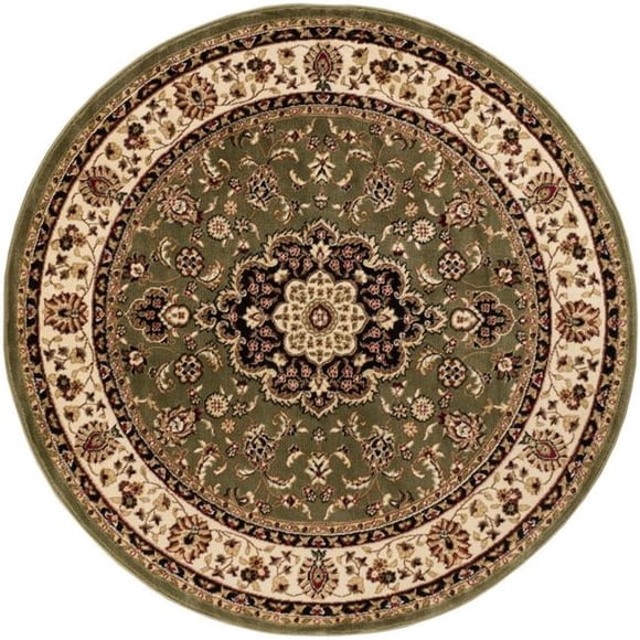 Medallion Kashan Tapis Rond Traditionnel, Vert - 3 Pi. 11 Po.