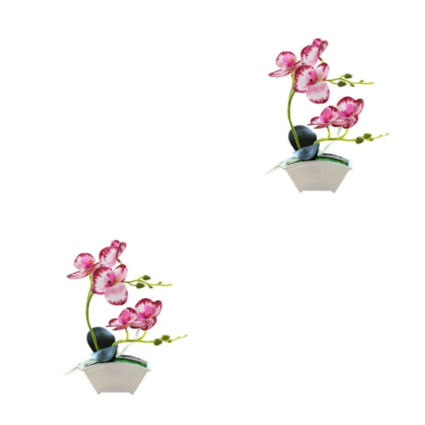 Bonsái de orquídeas artificiales Injueey 2Conjunto Rosa roja
