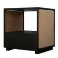 thumbnail image 2 of 21 Inch Hcrafted Wood Side Table Nightst Woven Jute Side Panels Brown Black, 2 of 6