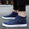 thumbnail image 3 of Zapatos casuales de mezclilla para hombre, zapatillas de plataforma de costura a la moda, transpirables, de lona de caña alta, para otoño y verano (26,5 cm), 3 of 3