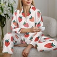thumbnail image 6 of Honeii Hand Drawn Strawberry print Women's Pajama Sets Long Sleeve Button Down Sleepwear Nightwear Soft Pjs Lounge Sets-Medium, 6 of 7