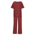 thumbnail image 4 of Drses Women's 2 Piece Outfits Linen Short Sleeve Crop Top and Wide Leg Pants Lounge Matching Set Tracksuits Trendy Clothes, 4 of 6