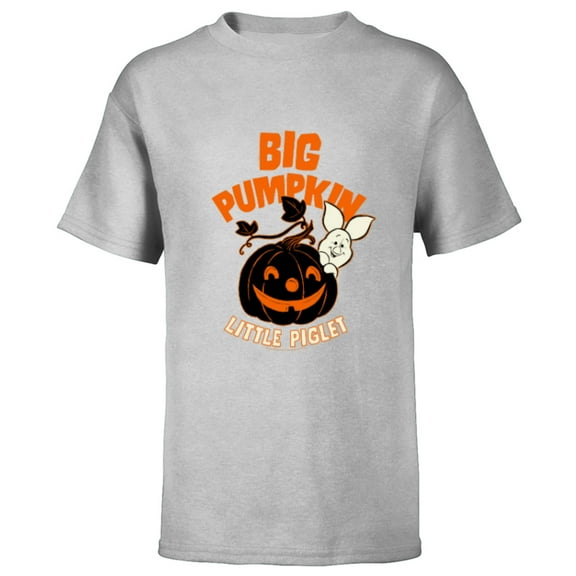 Disney Winnie the Pooh Big Pumpkin Little Piglet Halloween - Short Sleeve T-Shirt for Kids - Customized-Athletic Heather