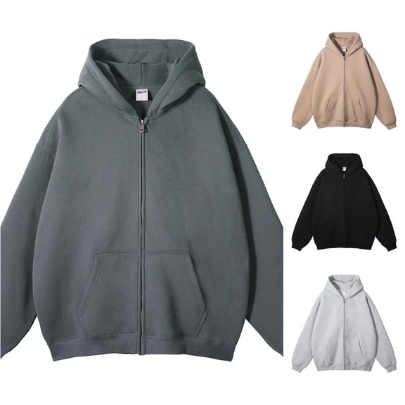 Men's Zip-Up Hooded Sweatshirt Full Long Sleeve Casual Jacket
