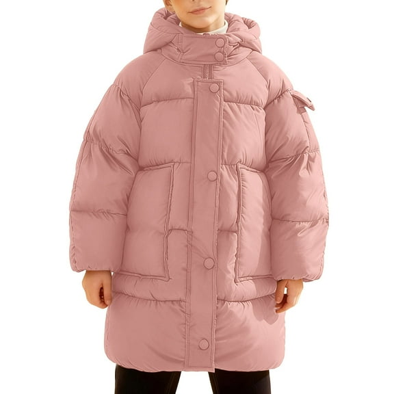 Lkhaha Toddler Girl Jackets Warm Thicken Down Padded Solid Mid-Length Parkas With Pocket Kids Child Clothes