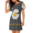 thumbnail image 2 of Disketp Keep Life Simple Daisy Flower para Camisón Corto de Manga Corta para Mujeres, Camisón Cómodo con Escote Redondo, Bonito y Confortable, 2 of 6