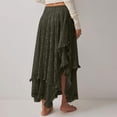 thumbnail image 4 of LWavelet Women Lace Tiered Maxi Skirt High Waist Ruffled Hem Boho Long Skirt Army Green XL, 4 of 7