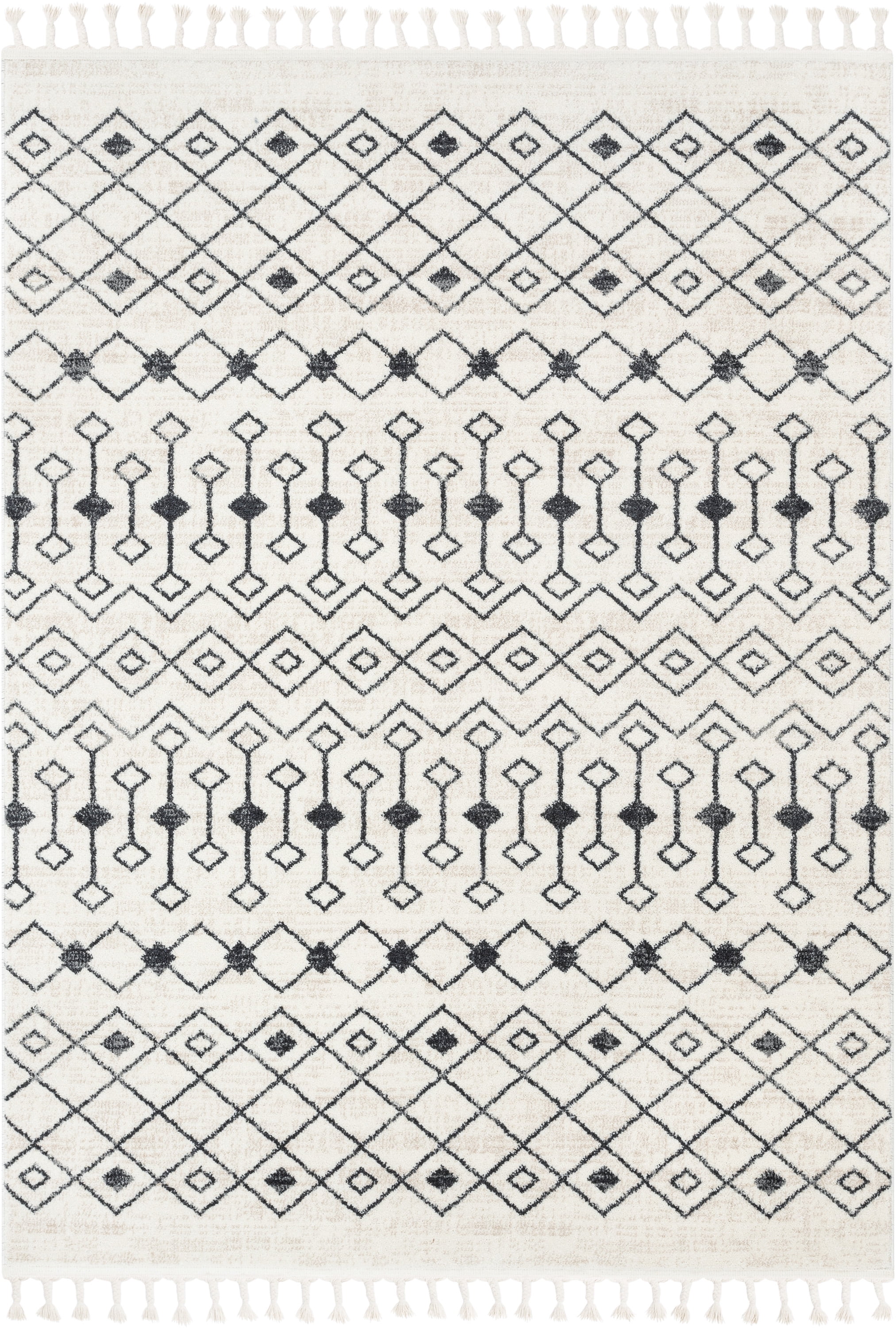 Well Woven Serenity Transistora Tribal Geometric Pattern Charcoal Ivory 7'10" x 9'10" Area Rug