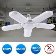 BALORAY 100W LED Garage light with 5 Adjustable Wings Bulbs for Ceiling Light Car Lightning Compatible with E26 Connector for Home,Workshop Deformable Lamp Light Garage for Factory,Basement,Warehouse,