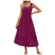 thumbnail image 1 of Vestido sin mangas de verano para mujer: vestido largo informal con cuello cuadrado, plisado y bolsillos, elástico y transpirable, adecuado para ocasiones informales, playa, fiestas y más., 1 of 8