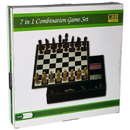 Black Leatherette Chess - CHH 2149L 7 In 1 Black Leatherette Game Set