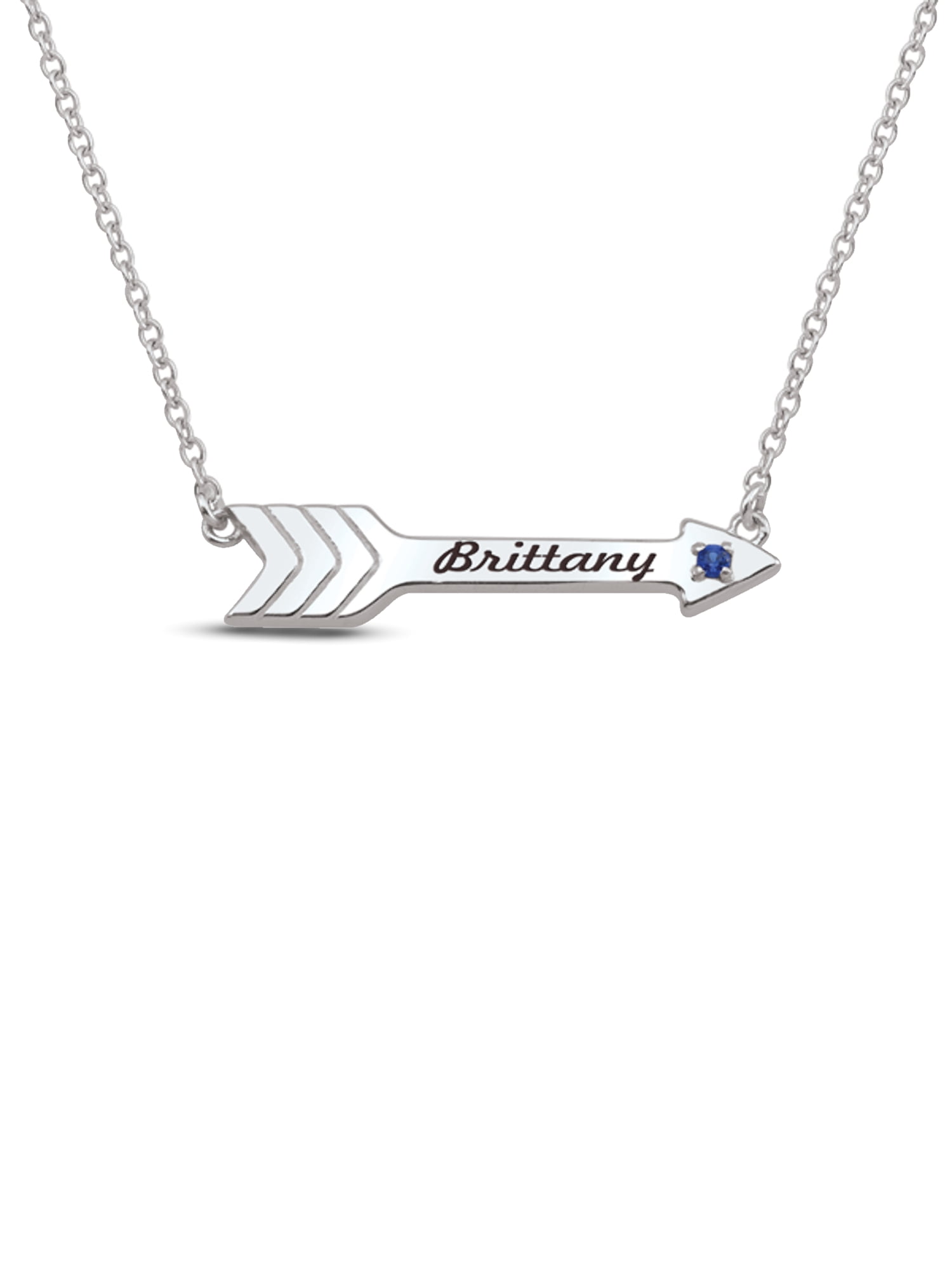 Personalized Engravable Arrow Birthstone Necklace in 10K Gold by Jewlster