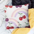 thumbnail image 2 of Orinice Purple Rainbow Kids Throw Pillow Cover Watercolor Red Cherry Nature Fruits Cushion Cover for Girls Teens Women Hand Drawn Style Hearts Graffiti Cushion Case for Bedroom  20x20in, 2 of 5