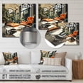 thumbnail image 4 of Designart "Iconic Chairs Coral and Green Mid Century" Mid-century Metal Wall Art Prints, 4 of 5