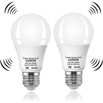 LUXON Radar Motion Sensor Light Bulbs,Dusk to Dawn LED Light Bulbs Outdoor 9W 6000K Daylight,A19 E26 Base Auto On/Off for Indoor Outdoor Basements, Porch,Courtyards, Garage Pack of 2