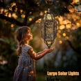 thumbnail image 4 of Moroccan Solar Hanging Lantern, Outdoor Metal Decorative Light with Cutout Floral Pattern, Waterproof LED Lantern for Patio, Garden, Yard, 4 of 5
