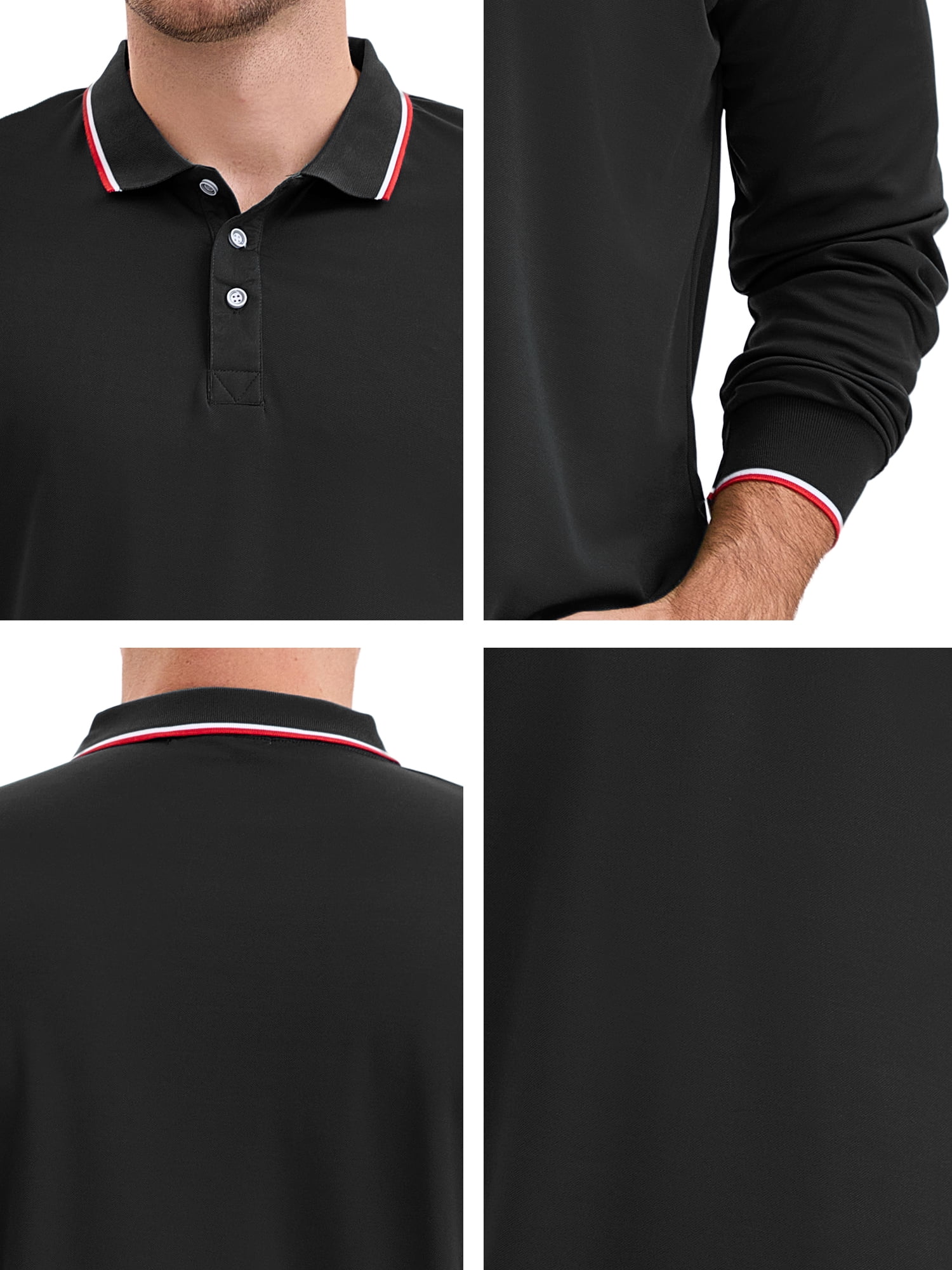 DARING DIVA Men's Classic Regular Fit Long Sleeves Business Golf Polo Shirt M Black