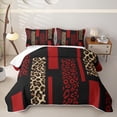 thumbnail image 2 of Erosebridal Leopard Printed Boys Girls Quilt King, Black Red Cheetah Print King Coverlet Set, 3 Pieces, 2 of 7