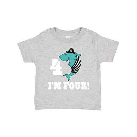 

Inktastic 4th Birthday Pirate 4 Year Old Shark Gift Toddler Boy or Toddler Girl T-Shirt