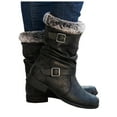thumbnail image 3 of Aoochasliy Womens Shoes Winter Clothes Fashion Casual Winter Warm Middle Ankle Boots Low Heels Shoes for Home Casual Work Play, 3 of 5