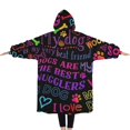 thumbnail image 2 of Oversized Wearable Blanket Hoodie,I Love My Dogs Art Sherpa Blanket Hoodie with Super Pockets,Super Warm Fuzzy Pullover for Women & Men, 2 of 6