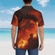 thumbnail image 4 of Balery Fiery Dragons Castle Attack Camisas hawaianas de manga corta para hombre, camisas playeras de corte holgado, camisas de vacaciones con botones,Medium, 4 of 7