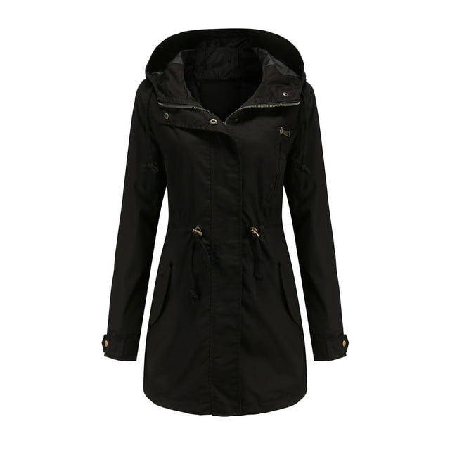 LOVZFMLL Manteaux pour Femmes Imperméable Uni Manteaux d'Extérieur Imperméable à Capuche Coupe-Vent