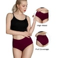 thumbnail image 2 of INNERSY Womens Underwear Cotton Panties Briefs High Waisted Postpartum Underwear 5 Pack (L, Dark Vintage), 2 of 6