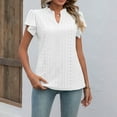thumbnail image 6 of Timegard Womens Tops Eyelet V Neck Ruffle Cap Sleeve Tee Summer Beach Comfy Dressy Casual Tunic Top, 6 of 6